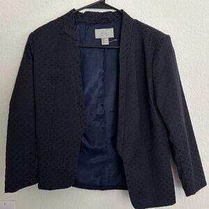 NWOT H&M Black Navy Blue Patterned Geo Blazer Dress Jacket Size 8​